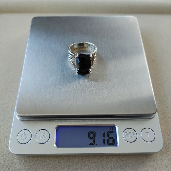 David Yurman Wheaton 925 Sterling Silver Ring Black Onyx & Diamond size 9 - Picture 11 of 11